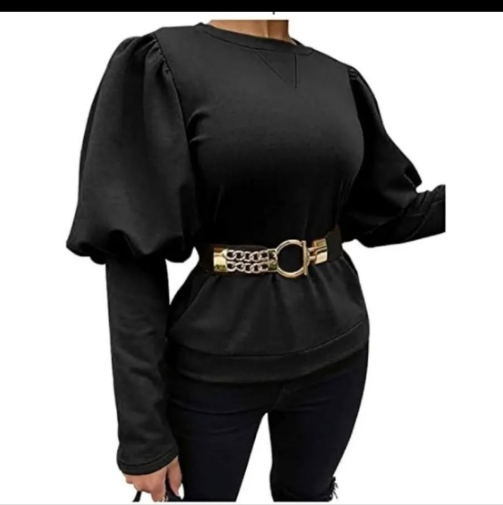 New Black Puff Sleeve Top